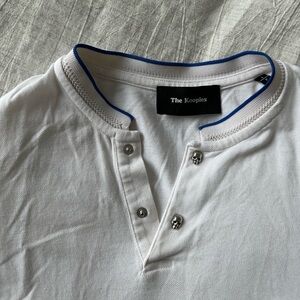 The Kooples White and Blue Trim Henley Shirt